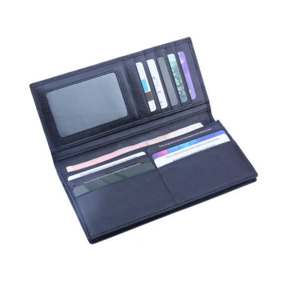 Genuine Leather Mens Long Wallet Business Purse - Picture 5 of 5